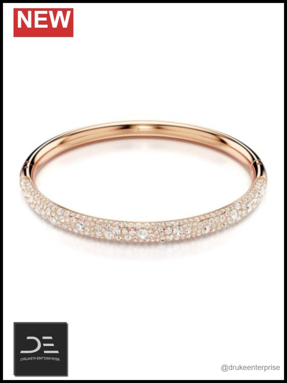 Crystal Bangle Bracelet, Rose Gold-Tone Finish, Snow Pave